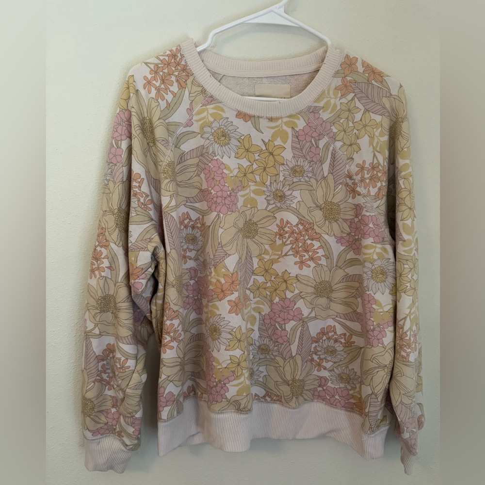 American Eagle Outfitters‎ Floral Crew Neck Sweatshirt - Pink and Yellow
